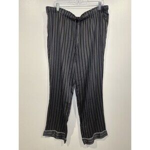 Victoria's Secret Wide Leg PJ Pants XL Black White Striped Casual Soft Satin